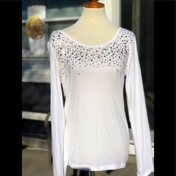 Gold and silver sparkle white top from LOFT - Picture 9 of 9